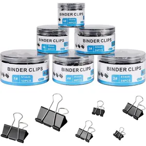 208 count Binder Clips Paper Clamps Assorted Sizes, Metal Paper Binder Clip, Black Binding Paperwork Clamp Bulk, School Teachers Office Supplies
