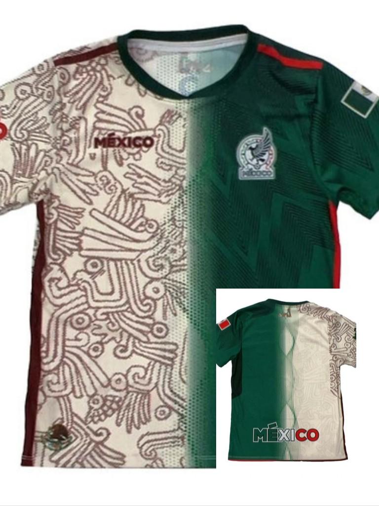 Mexico Qatar 2022 Home, Away, Mix Jersey - Green Jersey with Red Trim, Short Sleeves, and Logo Design