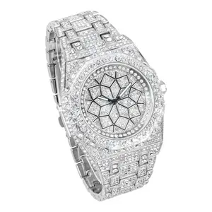 Men's Elite Iced Out Watch - Silver Octagonal Bling Watch- Hip Hop Fashion Statement Piece