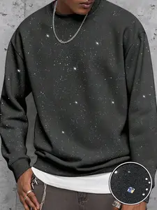 Men's Silver Color Fitted Graphic Long Sleeve Hoodie Sweatshirt, Full Size Range, Warm Breathable, Fleece Lined Design, Ribbed Hem & Cuffs, Casual Daily Wear, Casual Hooded Sweatshirt