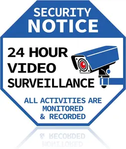 24 Hour Video  Signs,  Camera Sign for Business, UV Resistant   Camera Sign for Home, Self Adhesive Vinyl CCTV Under  Sticker
