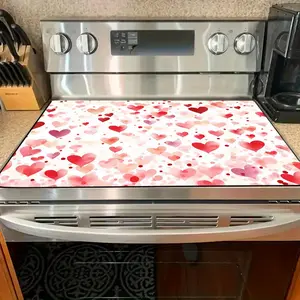 1pc Valentine'S Day Heart Print Kitchen Counter Mat |   Non-Slip, Absorbent, Heat-Resistant, Red & Pink Heart Drying Pad for Stovetops, Ovens, Microwaves, Dishwashers, Coffee Makers, Cute for Dining Decor, 2D Flat