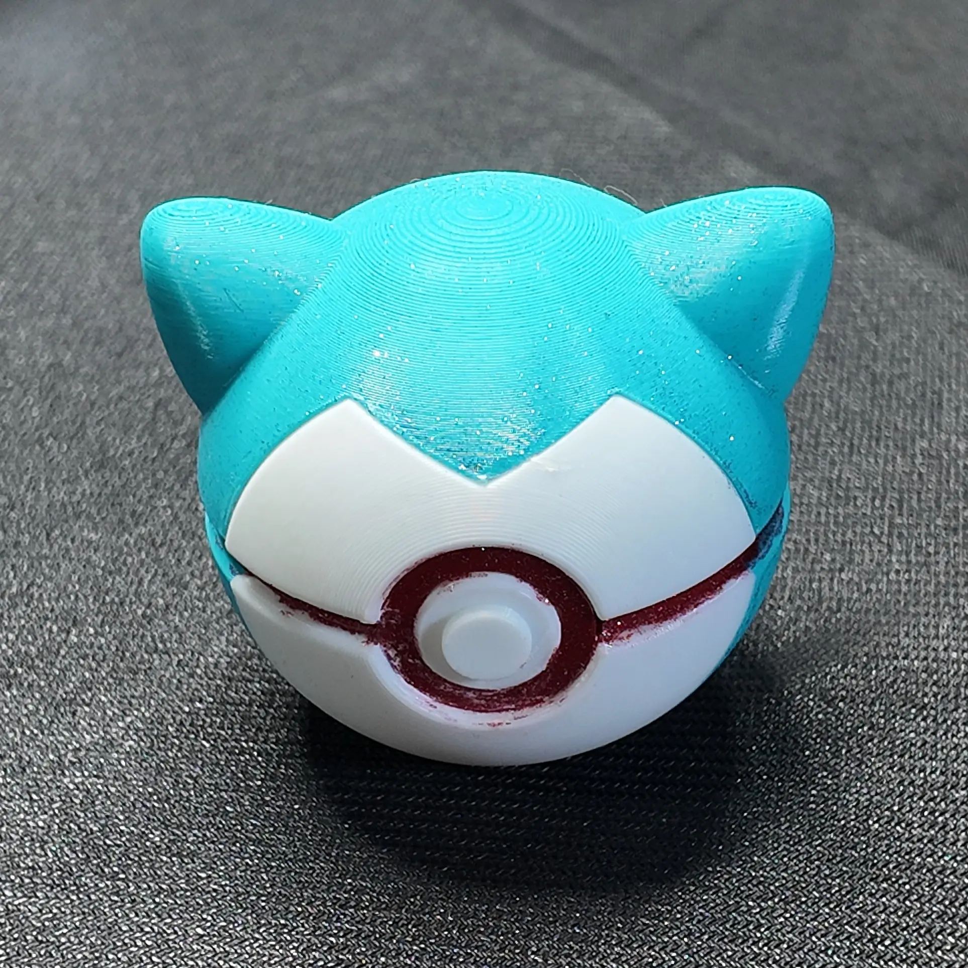 3D Printed Hand-Painted Shiny Snorlax Pokeball Toy - Smooth, Red Circular Detail, Classic Novelty Stress Relief Item for Hobbies, Printing, Shiny Version