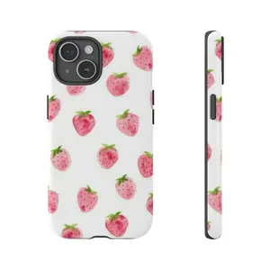 Watercolor Summer Strawberries Phone Case Fruit Lover Girl iPhone 11 - 17