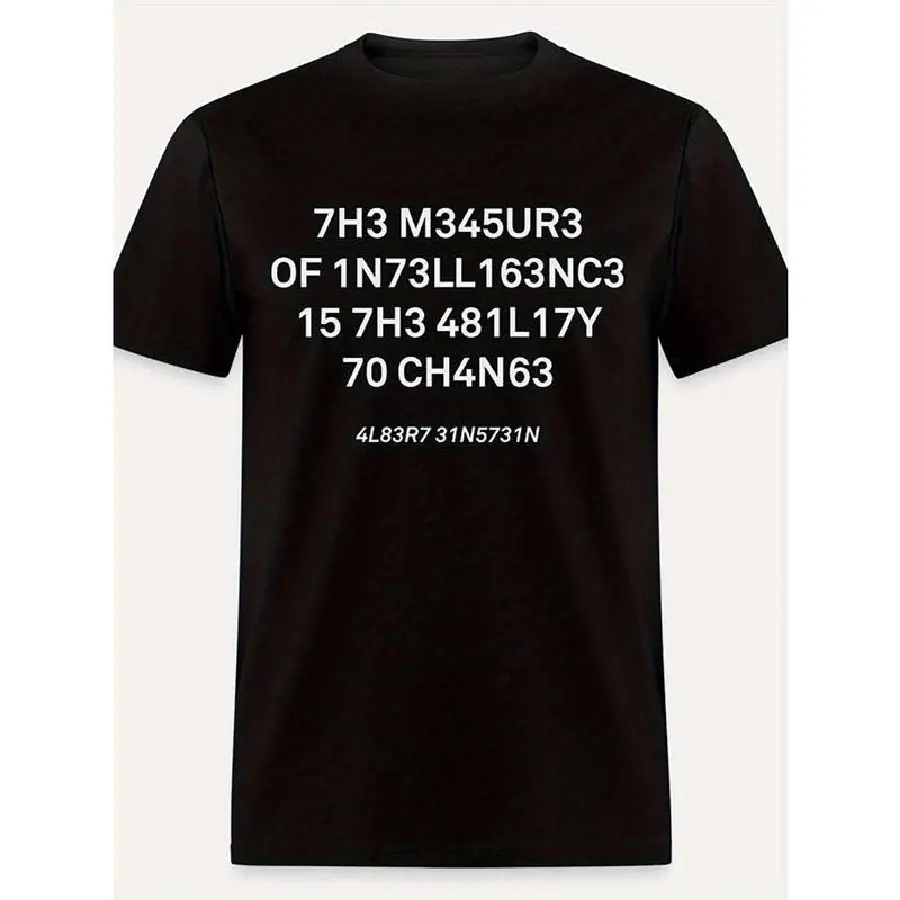 [100% Cotton] T-Shirt Humorous "7H3 M34Ur3 157H 0717" Pattern Men'S T-Shirt - Casual Black Short Sleeved Cotton T-Shirt T-Shirt For Men And Women