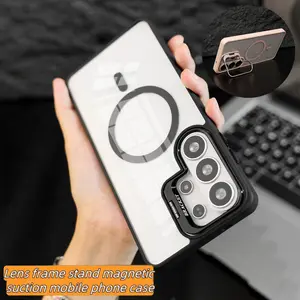 Shockproof Magnetic Case for Samsung Galaxy S26/S25/S24/S23/S22 Ultra Plus, Magsafe Phone Case with Slide Camera Lens Protector Rotating Ring Holder, Shockproof Drop, Protection Durable.JN18