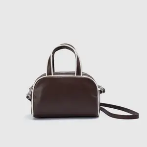 URBAN REVIVO 2026 Spring Women's Vintage Color Block Gym Bag, Nylon & Artificial Leather, Top-Handle, Crossbody Strap, Zip Closure, Sports & Outdoor Accessory, UAYB50154