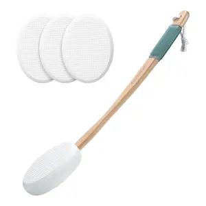 AmazerBath Lotion Applicator for Back, Feet, 4 Replaceable Pads with 1 Long Handled, Smooth Back Lotion Applicator for Elderly, Women, Apply Cream Medicine Skin Cream Moisturizer Sunscreen Tanner