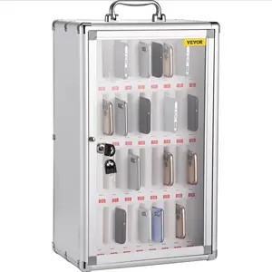VEVOR 36-Slot Aluminum Alloy Cell Phone Storage Locker with Key Lock, Portable Handle, Hangable Design - Aluminum Alloy Locker Box, Commercial & Office Furniture, Silver