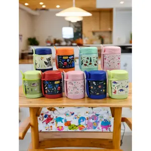 Double Layer Insulated Lunch Box 300ml 304 Stainless Steel Kids Thermos with Fork Portable Thermal Food Jar for School BPA Free Lunchware