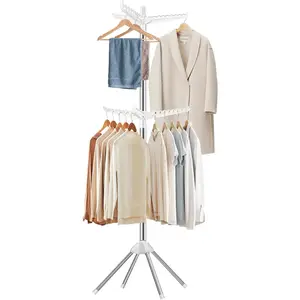 Stainless Steel Foldable Clothes Drying Rack, 2-Tier 72" Indoor Laundry Stand with 6 Rotatable Arms, 0 - 5 Kg Capacity Space-Saving Drying Tree for Home