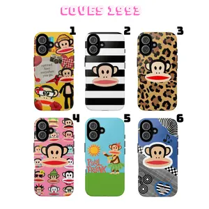 [POP ART ICON] Paul Frank Julius Monkey iPhone Case + 5 FREE Stickers - Cute Cartoon Aesthetic Dual Shell - Premium 2-Piece Shockproof Tough Case for iPhone 17 16 15 14 13 12 11 Pro Max Plus X XR