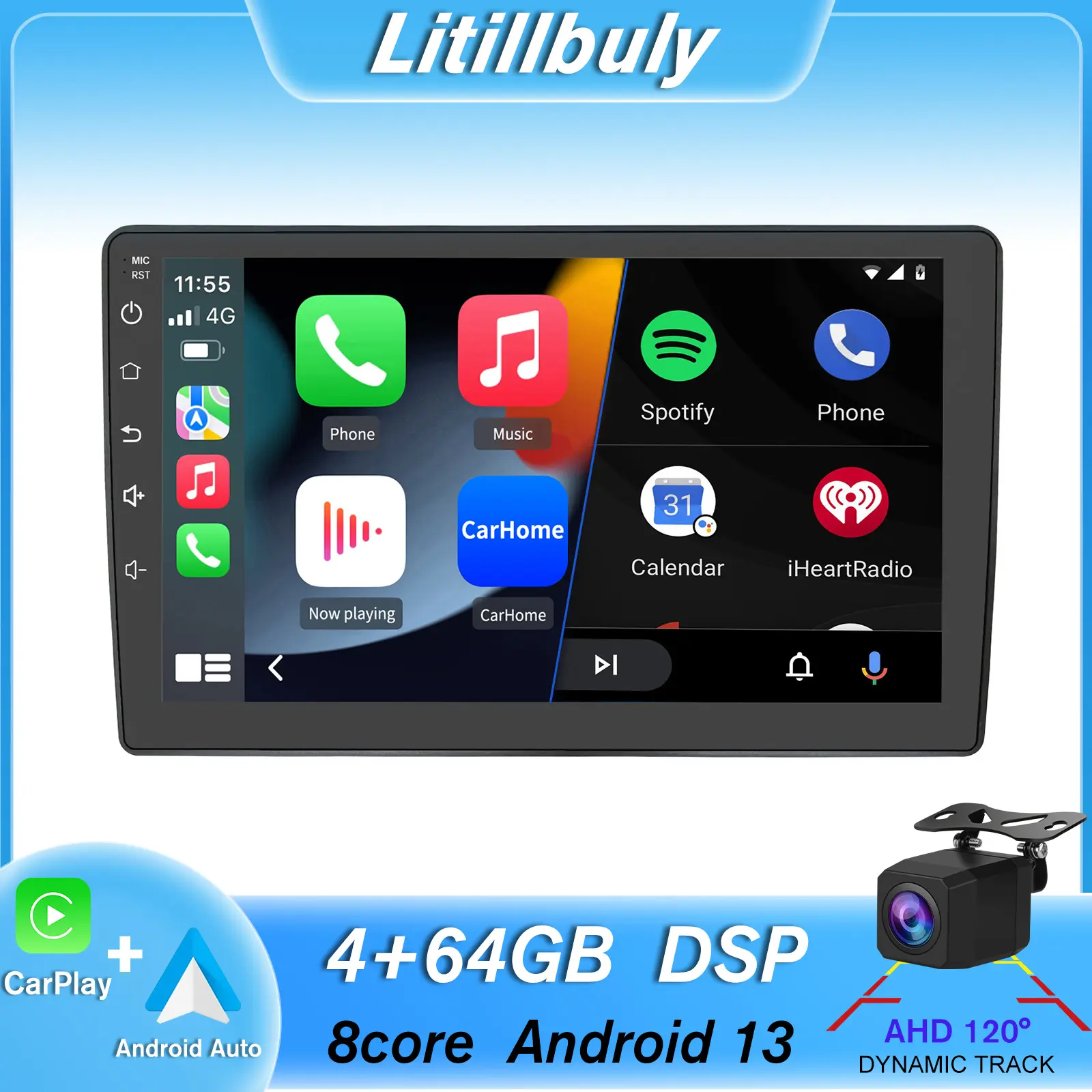 Car Stereo for Chevy Silverado 2007-2013 & GMC Sierra 2007-2013 touch screen has Android Auto Wireless Carplay, Bluetooth WIFI supports GPS Navigation