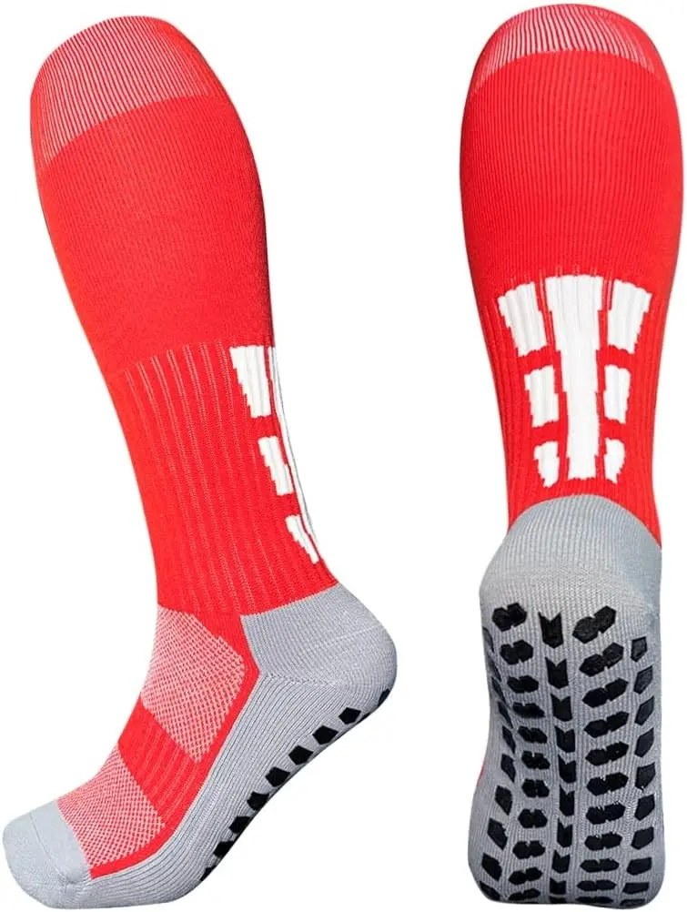 Non-Slip Grip Soccer Socks for Men & Women, Knee High Sports Long Socks Athletic Soccer Football Socks