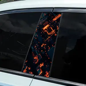 2-Pack B-pillar orange and blue chip patterned car sticker, hood decal, waterproof and scratch-resistant, suitable for all models - Audi, Honda, Mitsubishi, Ford, Volkswagen, BMW, Opel, Porsche sedans and SUVs, MPVs