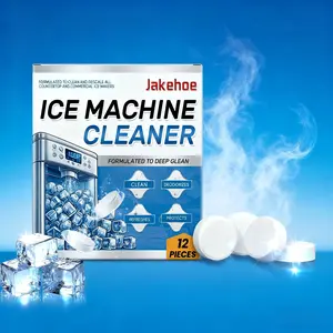 1 Box of 12 Pieces Ice Machine Cleaner Tablets - Nickel Safe Scale Remover for Countertops & Kitchen, Essential Home Cleaning Accessories