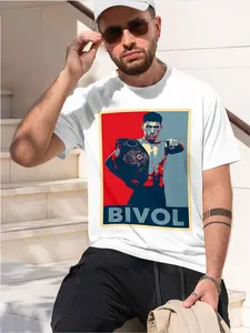 Dmitry Bivol 2026 new model Black/White Tee Stylish & Comfortable Loose Crew Neck Short Sleeve T-shirts Versatile On Trend Eye Catching Printed Graphic Casual Tee for Daily Wear Outings & Leisure