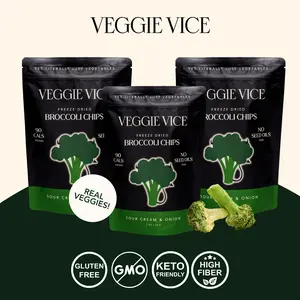Broccoli Chips - Sour Cream & Onion | Freeze-Dried Crunchy & Healthy Veggie Snack