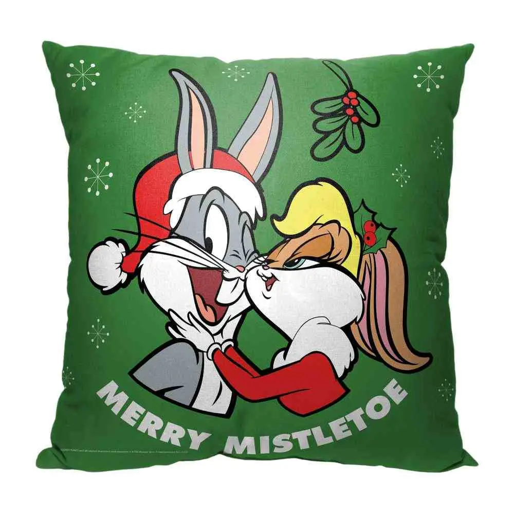 Warner Bros. Looney Tunes Merry Mistletoe 18x18 in Throw Pillow, Cozy Soft-Texture Home Decor Accessory