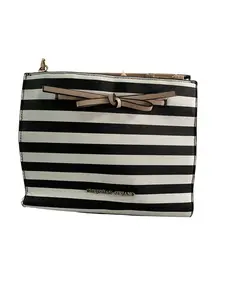 Christian Siriano for Payless Crossbody Bag Womens Black White Stripe Bow Purse