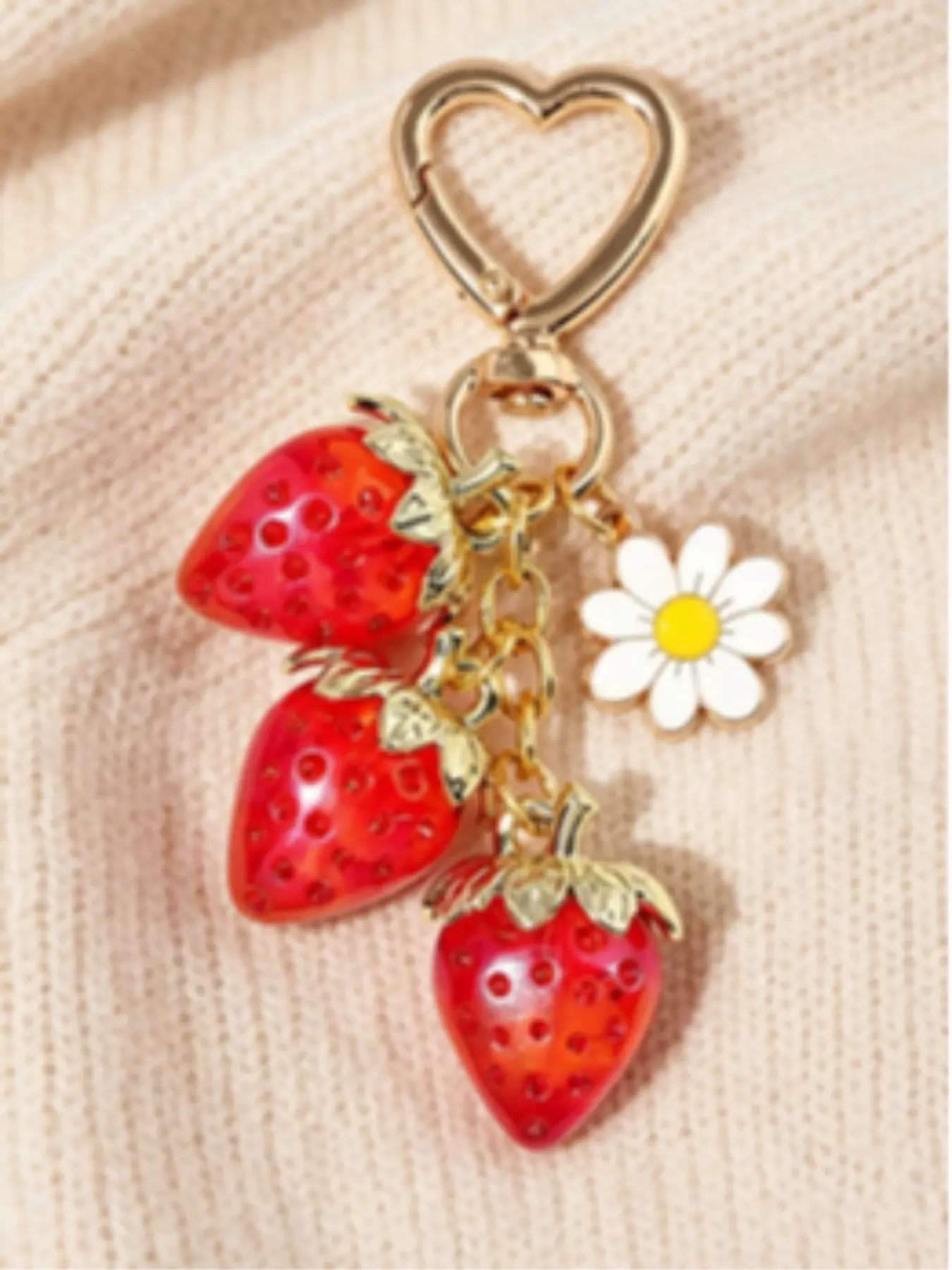 Cute Strawberry Design Sparkly Bag Charm, Fruit Bag Charm, Bag Keychain for Women & Girls, All-match Bag Charm for Birthday Gift, Purse Accessories, Purse Charms