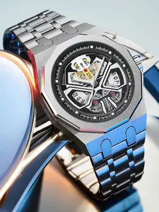 Men's Quartz Watch with Stainless Steel Band, Luminous Analog Watch, Waterproof Luminous Business Calendar, Casual Round Face, All Seasons Wear