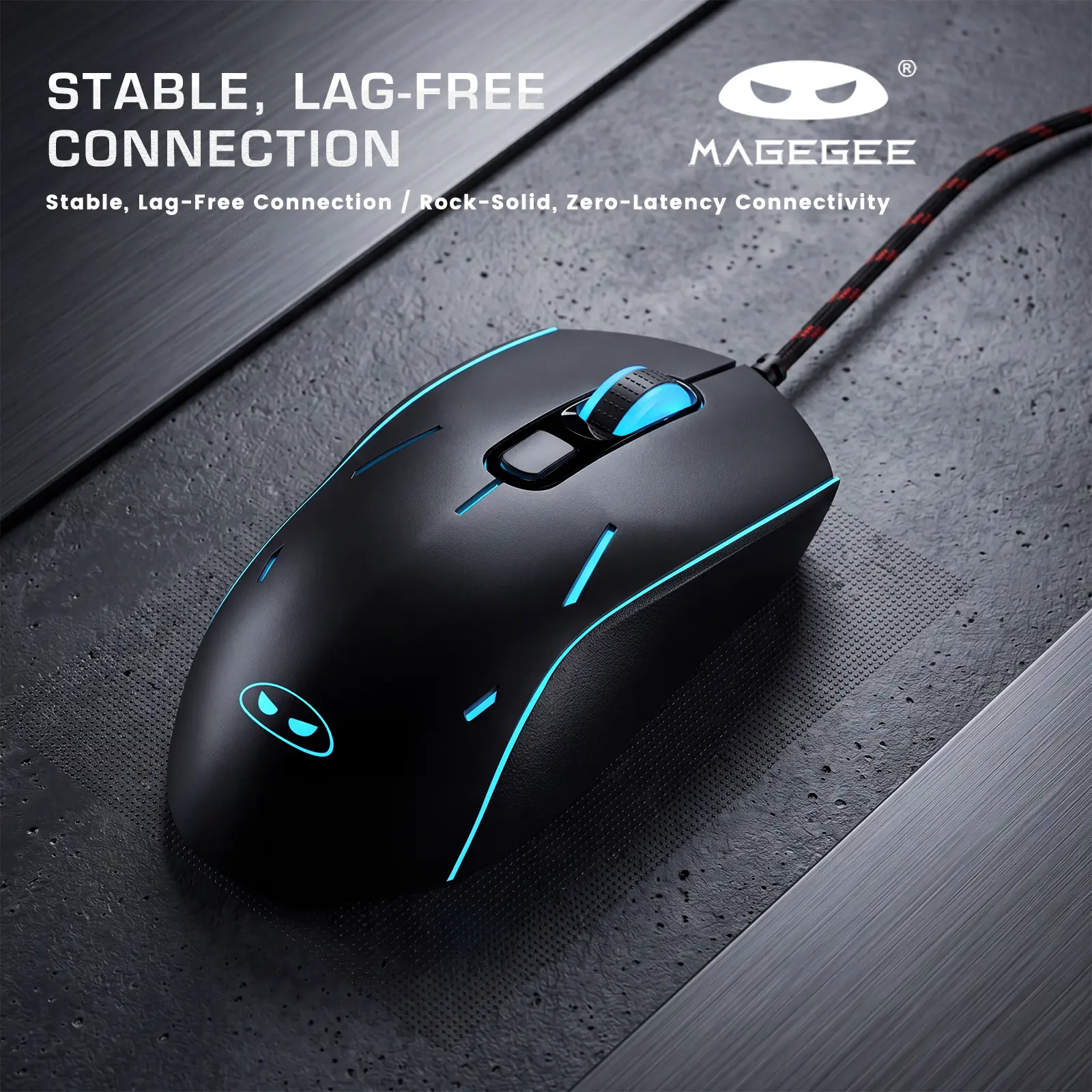 MageGee Wired RGB Gaming Mouse - 3200 DPI 6 Adjustable Levels, Ergonomic Optical Design, Silent Click, Side Buttons, 500Hz No-Latency Esports Grade for PC, Laptop FPS Gaming & Office Work