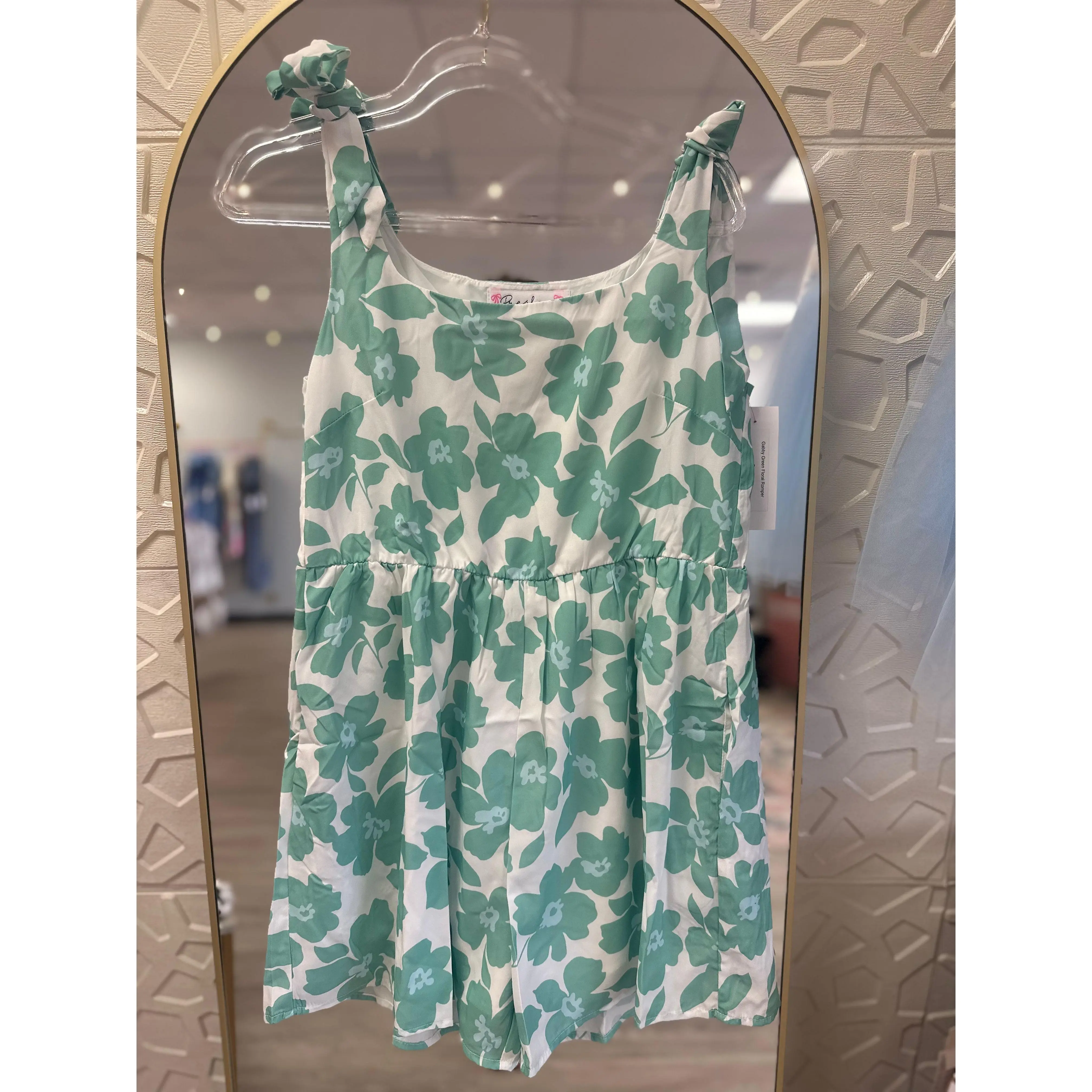 Gabby Green Floral Romper - Soft Fabric, Floral Design, Ideal for Spring and Summer Wear