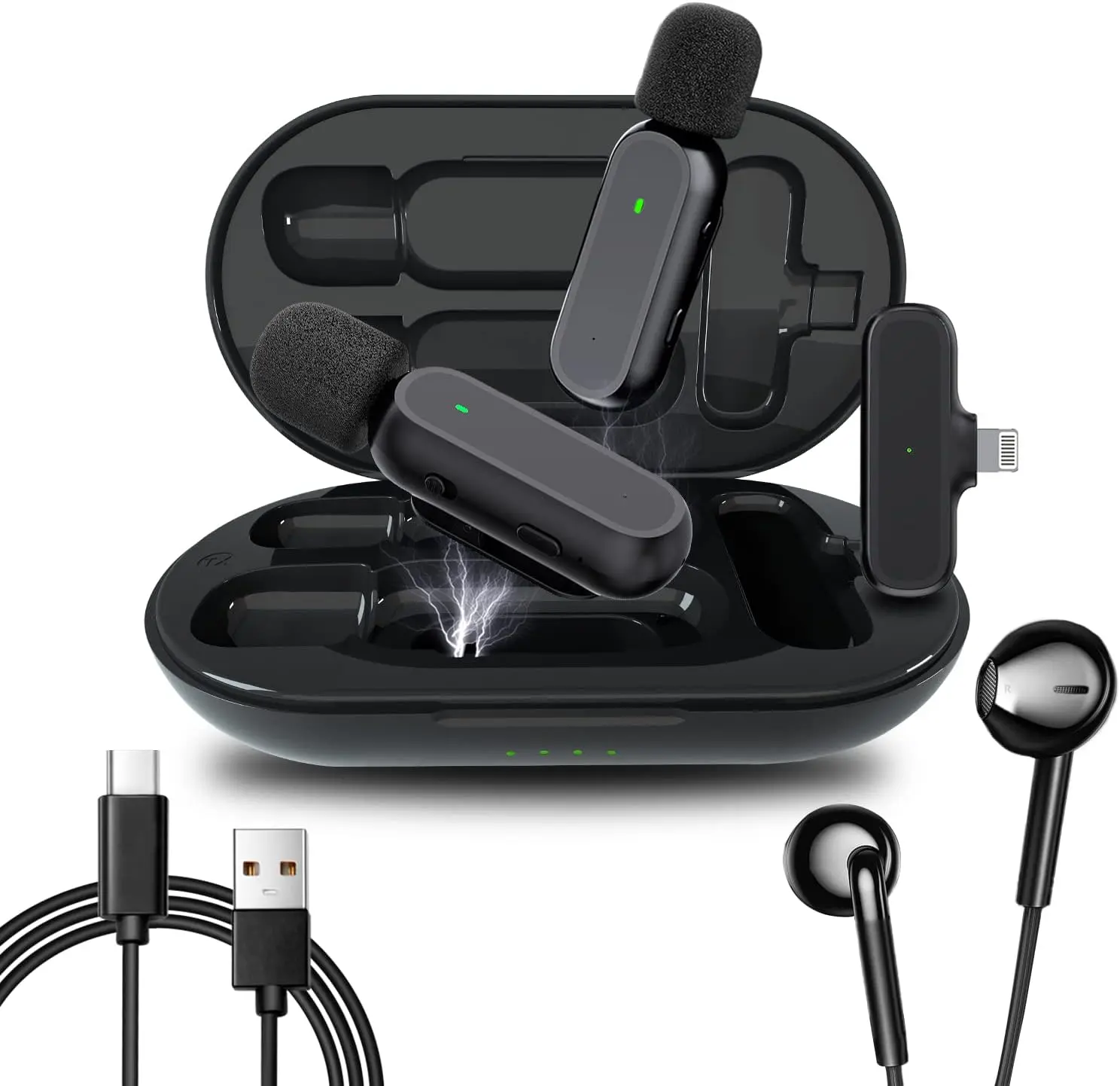 2 Pack  Lavalier Microphone for  iPad with 800mAh  Case,  Clip on Lapel Mic, PlugPlay, Noise Reduction, Portable Microphone for Video Recording/FaceTime/Online Live