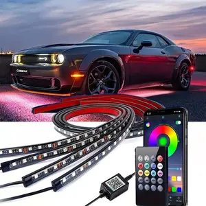 Smart RGB Car Underglow Kit with App & RF Remote - IP67 Waterproof, 16 Million Color LED Light Strips, Music Sync, Universal Fit for All Cars, Trucks, Vans - 12V DC Exterior Lighting