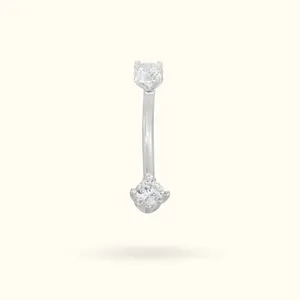 14k White Gold Crystal Rook Barbell