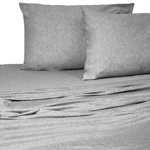 Briarwood Home Heather Jersey Sheet Set 4pc Heather Bedding Set 100% Pure Cotton Bed Sheet Set Breathable Deep Pocket Easy Fit Comfortable Cozy T-Shirt Soft Sheets Premium Bedding Set (Queen, Grey)