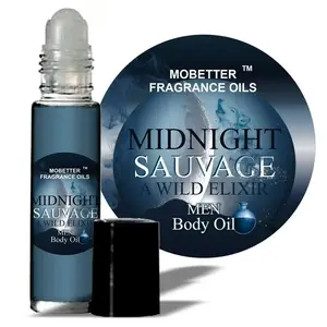 MOBETTER FRAGRANCE OILS Midnight Sauvage A Wild Elixir Men Cologne Body Oil 1/3 oz roll on, Notes: Nutmeg, Cinnamon, Cardamom and Grapefruitby, long lasting, travel size, Inspired by Sauvage Elixir