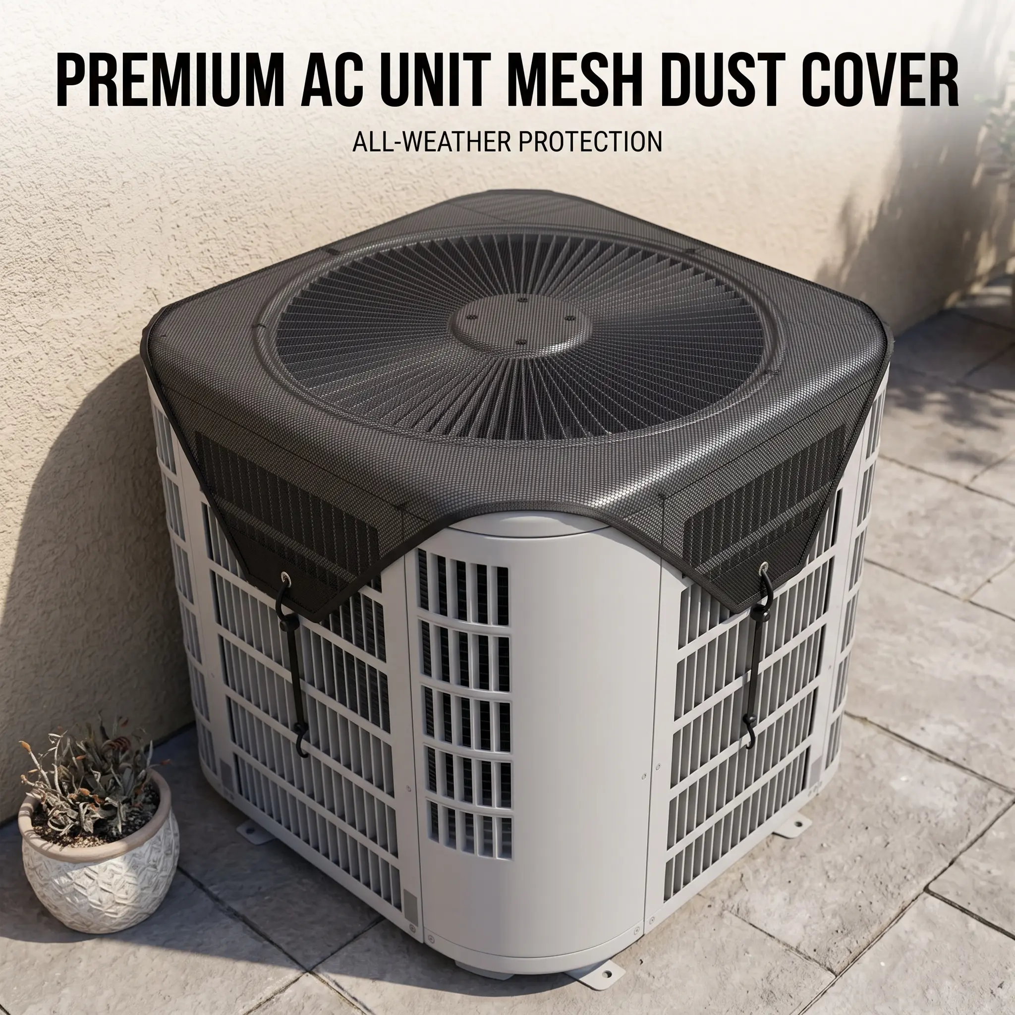 Windproof AC Condenser Top Cover 28×28in, Breathable Mesh Outdoor Air Conditioner Dust Protector For Year Round Use patio furniture dustproof design outside unit all-season external