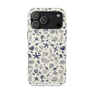 Blue Seashell Starfish Phone Case Cute Ocean Aesthetic iPhone 11–17 Pro Max Tough Case