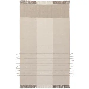 Belinda Casual Stripe Wool Tassel Area Rug