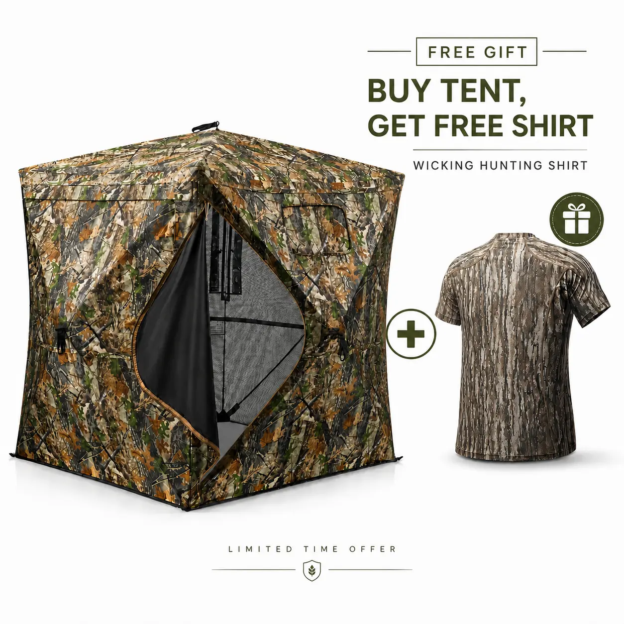 Amazing Offer: Free Wicking Hunting Shirt with TideWe 270° See Through Hunting Blind Tent Amazing Offer: Free Wicking Hunting Shirt with TideWe 270° See Through Hunting Blind Tent