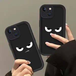 Suitable for [iPhone 13 Mini] New high-end soft silicone cool black expression mobile phone case New business simple explosion-proof mobile phone case affordable anti-fall and anti-fingerprint-888