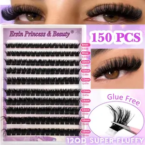 150 Pairs Self Adhesive False Eyelashes, No Glue Needed, Dense, Fluffy and Curling, D-Curve, Mixed Lengths (8-16mm), DIY, Travel Friendly