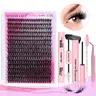 Lash Extension Kit DIY 320pcs Lash Clusters Eyelash Extension Kit, 9-16mm 40D Individual Lashes Kit with Lash Bond & Seal, Eyelash Tweezers , Suitable For Eyelash Extension Beginners Natural Thickening Blend, Eyelash Extensions, Thick Lashes