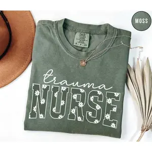 Comfort Colors Trauma Nurse Shirt , Floral Trauma Nurse T-Shirt, Trauma Intensive Care Unit, Trauma Icu Nurse  Tshirt,Grad Gift For Nurse Cotton Top Knit Light