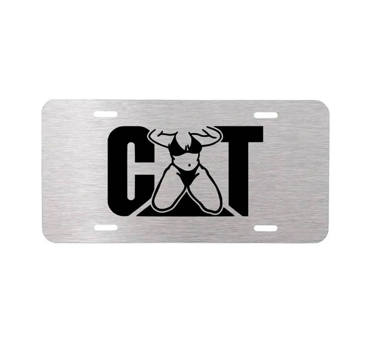 CAT Black and Chrome License Plate for Men and Women