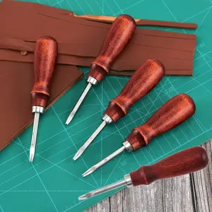5Pcs Leather Edge Skiving Beveler Tool ,French Beveler,Wide Mouth Leathercraft Edge Skiving Beveler Leather Trimmer with Wooden Handle Five Sizes (0.8/1/1.2/1.4/1.6mm) - Home Improvement.