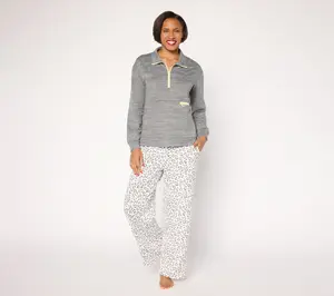 MUK LUKS Petite_French Terry Quarter Zip and Pant Lounge Set