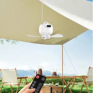 Portable USB Rechargeable Fan Light, Remote Control Hanging Fan with LED Light, Hanging Fan with Brushless Motor for Outdoor Camping