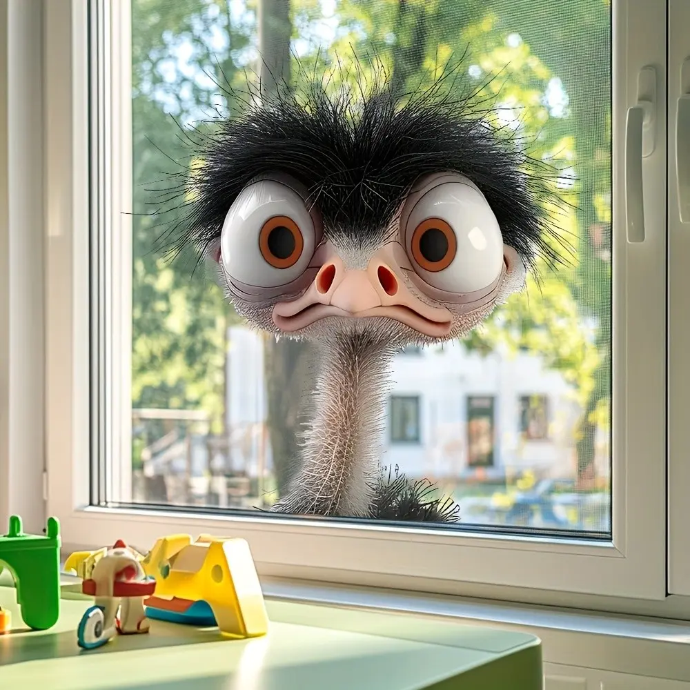 Humorous Ostrich Window Glass Sticker, Removable Self-Adhesive Decal, Ideal for Windows, Glass Doors, Home Decor Wall Stickers, Decorative Stickers