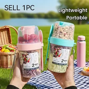 Portable Salad Cup with Fork and Lid, Reusable Lunch Containers, Food Storage Container, Snack Box, Durable Design, Lightweight, Healthy Diet, Perfect Gift