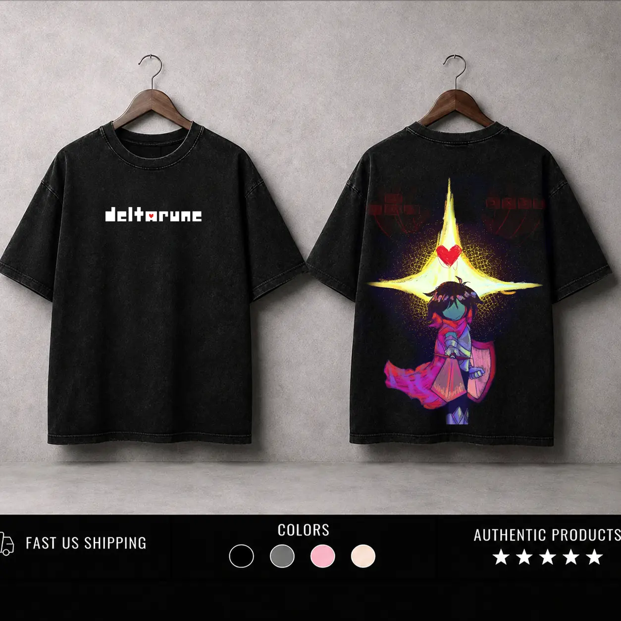 Deltarune Game Graphic Tees Washed Tee Game Acid Washed Lightweight Cotton TSHIRT, Gift For Gamer Men's Regular, men gifts graphic tee Fabric Round Neck