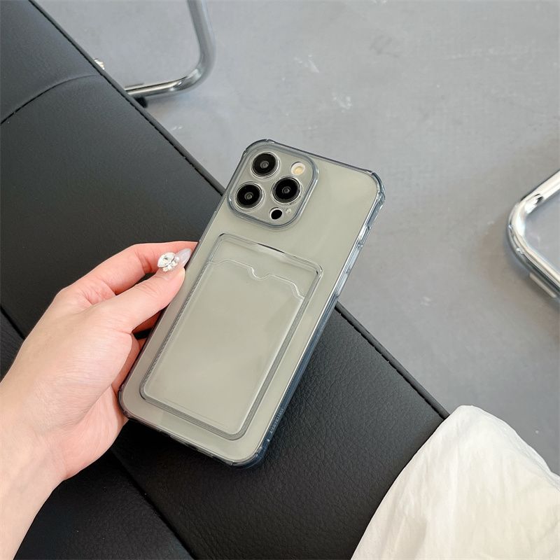 Clear Shockproof Wallet Phone Case Card Slot Card Holder for iPhone 11-17 Pro Max Plus Air, Slim Soft TPU Protective Cover Cute Card Pocket Design Gift