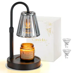 Candle Warmer Lamp, Adjustable Height Smokeless Fragrance Lamp with Timer & Dimmable Light, 2 Bulbs Included, Flameless Electric Candle Melter for Home Bedroom Decor, Ideal Gift for Mom Birthday